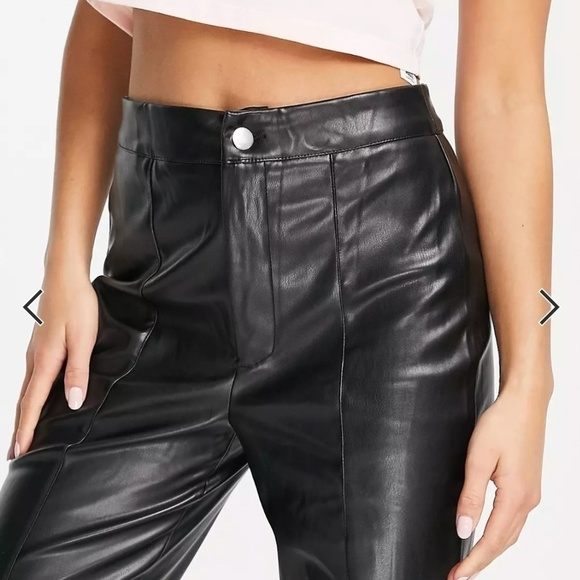 Missguided Petite Slit Front Faux Leather Pants in Black-NWOT - Picture 3 of 11